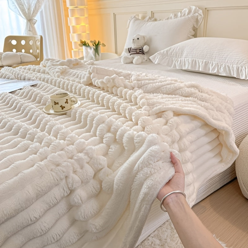 Chiziqli Taffeta Fleece Blanketi yumshoq nafas oladigan xalta uchun yotoqxona, mehmonxona, ofis