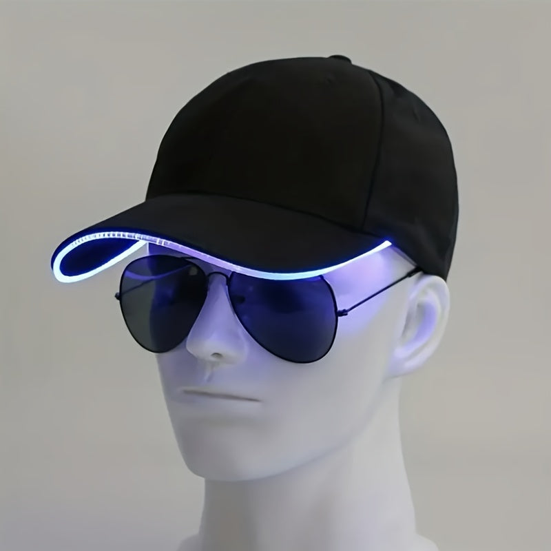 Gorra de béisbol con luz LED para fiestas y eventos. Baterías incluidas