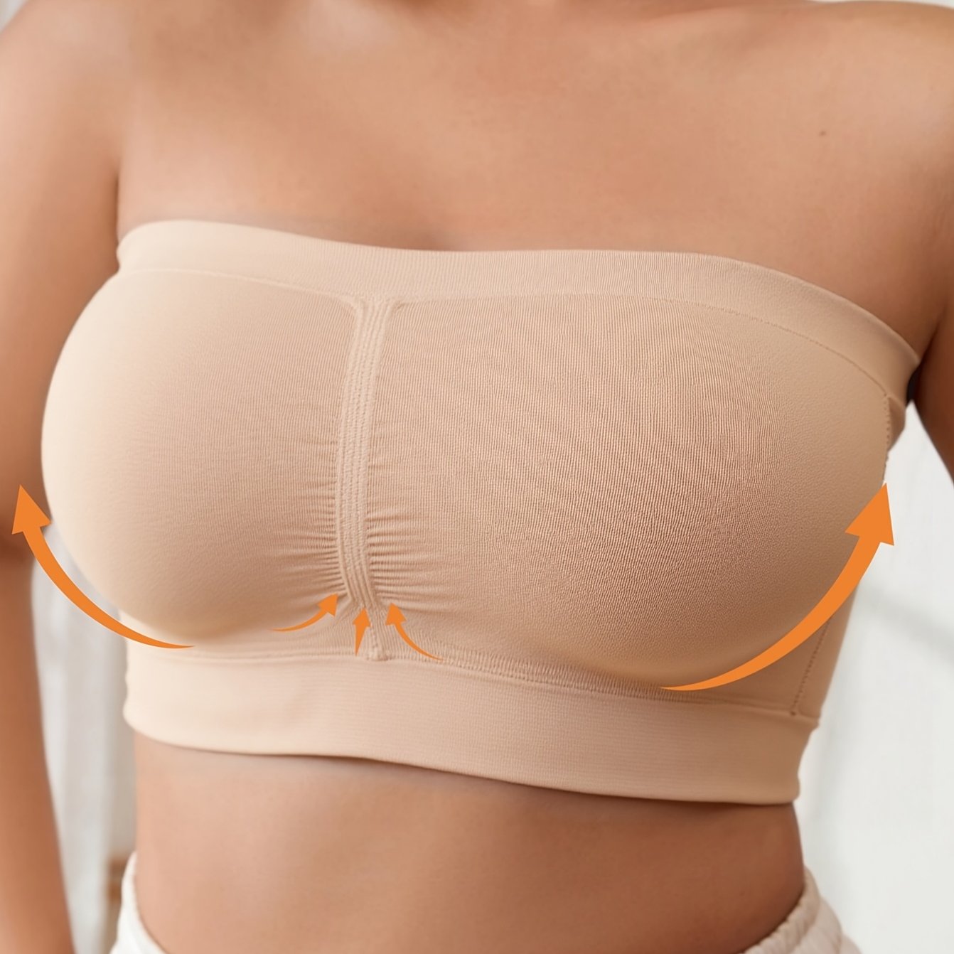 Plus size seamless simsiz sport bra o‘rtacha elastiklikda bej uchun yugurish va mashqlar