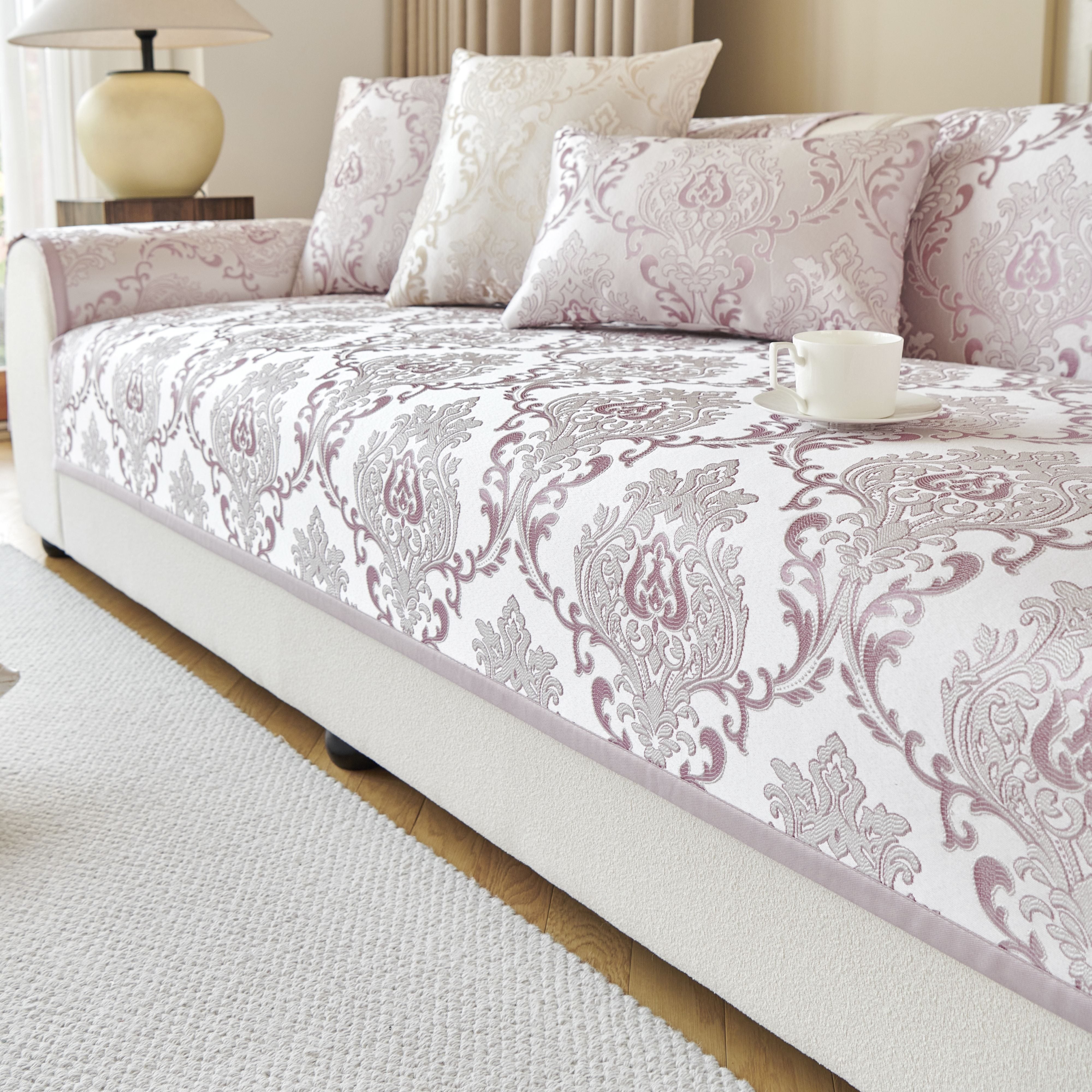 Серый цветочный чехол на диван для 1-4 мест, безопасный для домашних животных, нескользящий, моющийся в машине, из шенилла жаккарда, современный