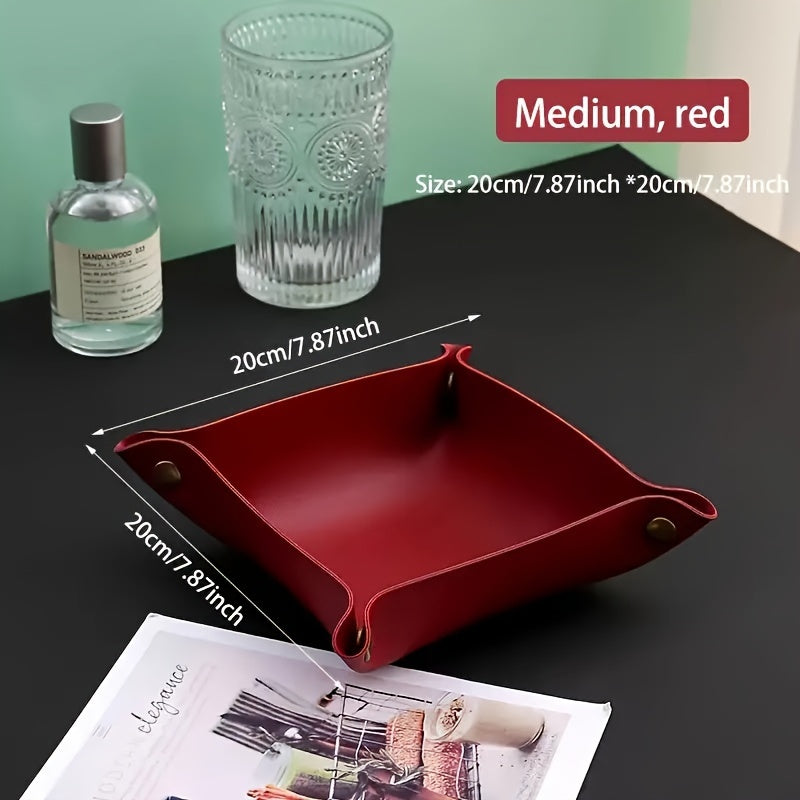 European Leather Desk Organizer for Keys Jewelry and Cosmetics Elegant Home Storage Tray
