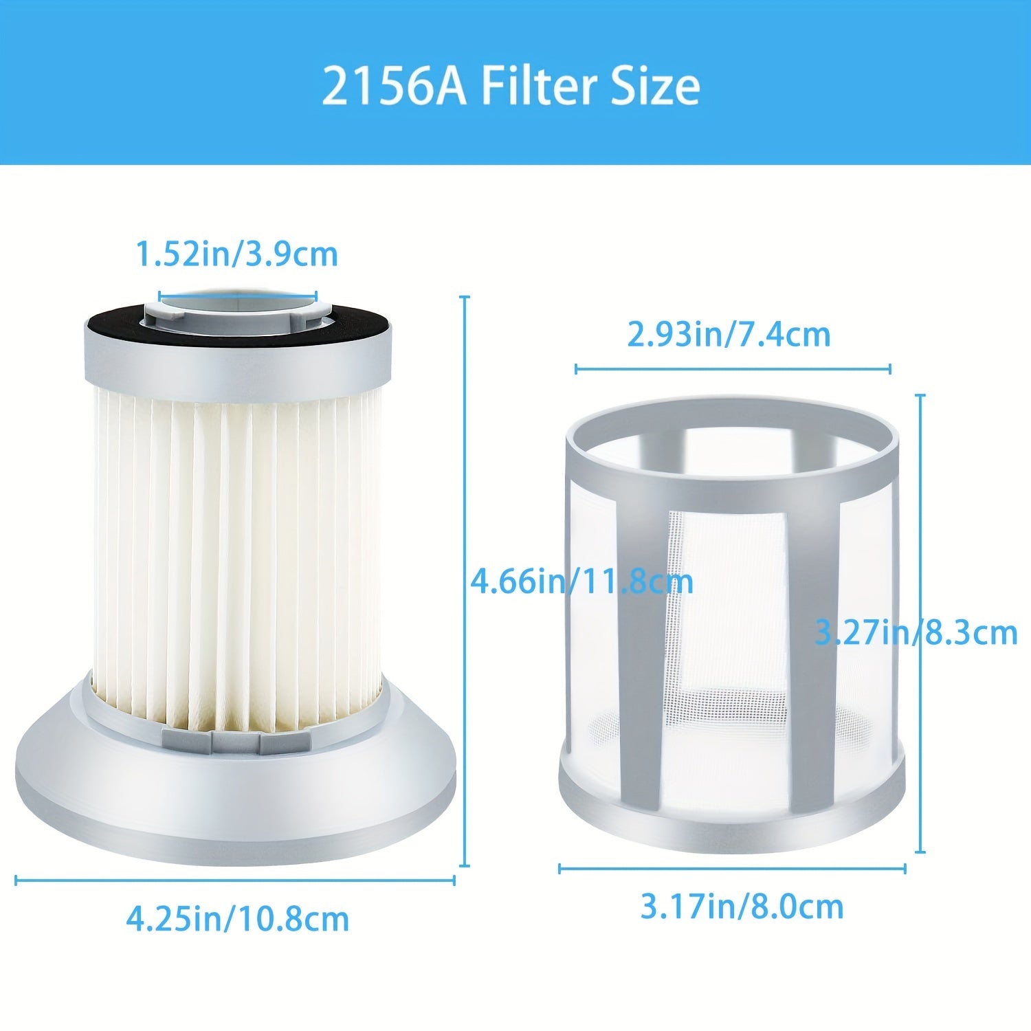 2 Replacement Vacuum Filters for Bagless Canister Vacuum, Compatible with 2156A