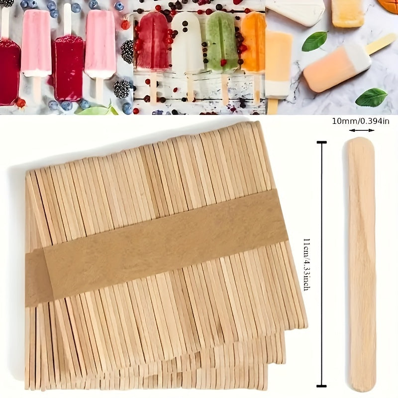 100/200 Count Natural Wooden Popsicle Sticks for Crafts and Food Projects