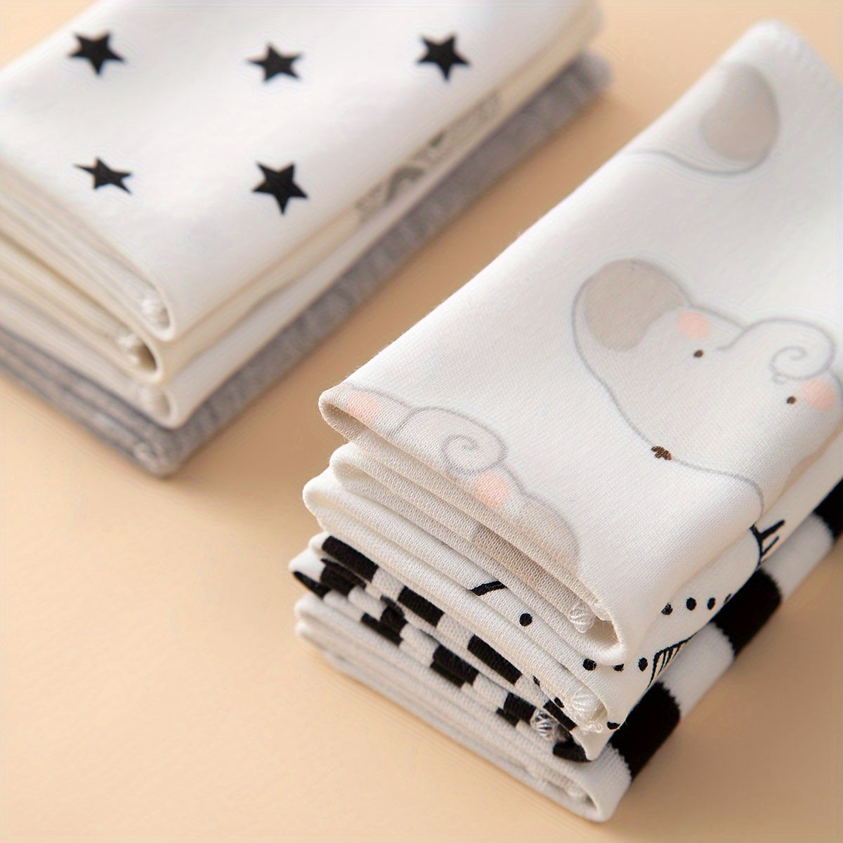 Set of 8 Soft Cotton Baby Bibs for Home Feeding Non Waterproof Multicolor