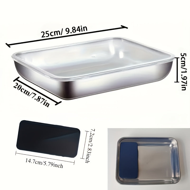 Stainless Steel Food Storage Set with Clear Lids Large Square Containers for Meat Fruits Veggies Camping Home Use