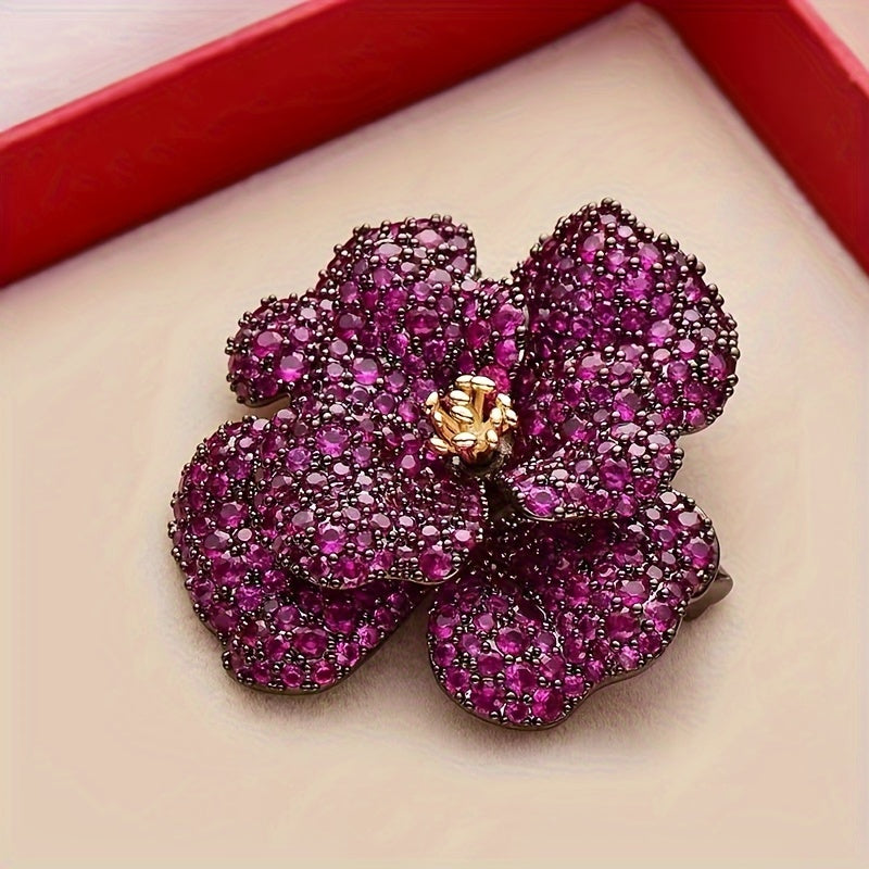 Elegant Flower Brooch Rhinestone Jewelry Christmas Gift for Women