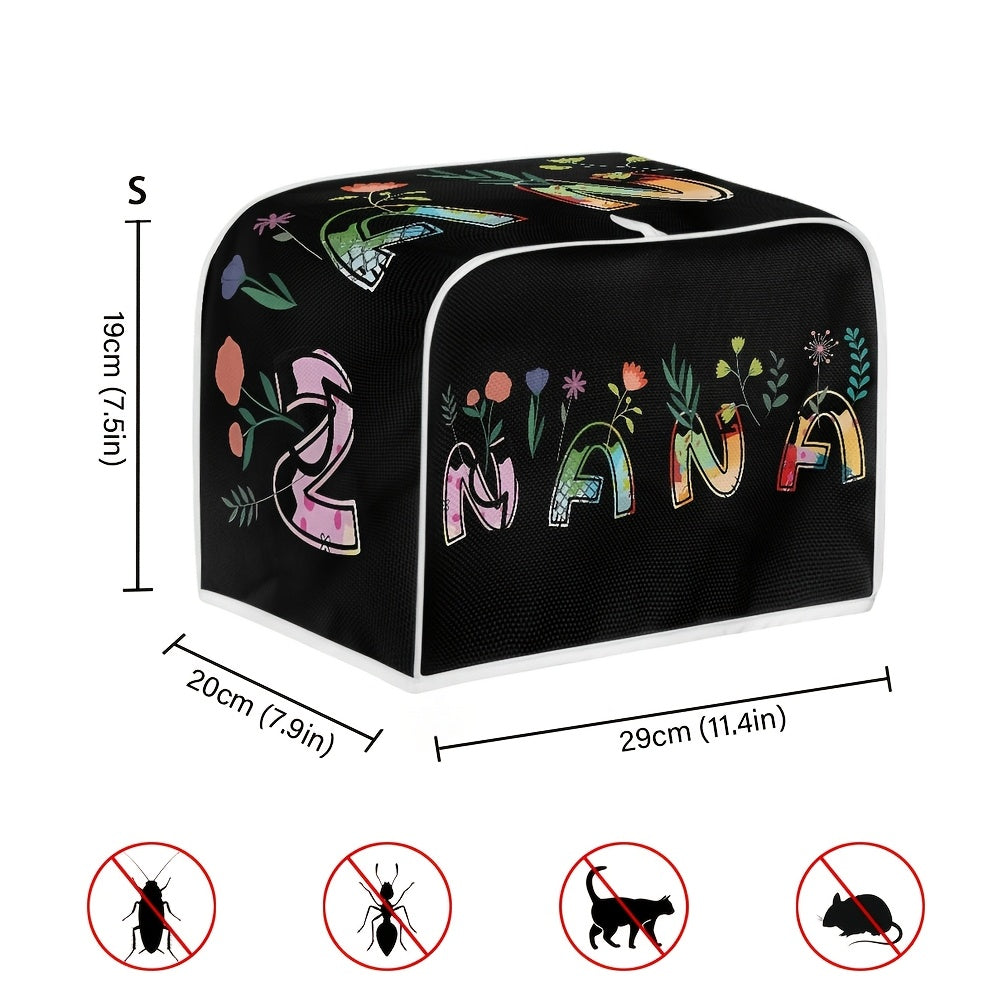 2-Slice Wide Slot Toaster Cover with Letter Print Dustproof and Washable
