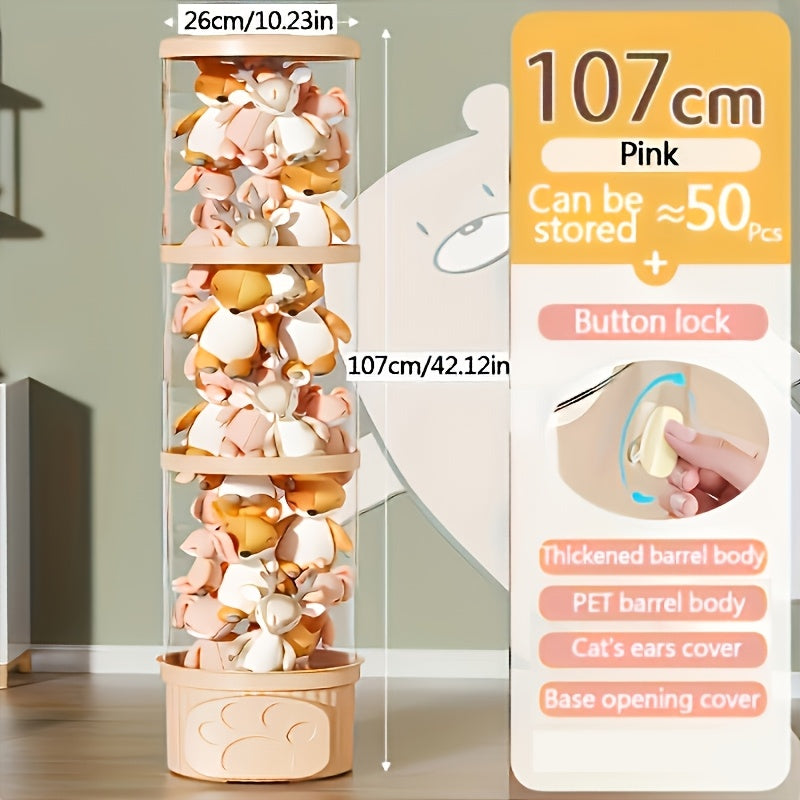 Estante de almacenamiento transparente con temática de animales, apilable, organizador de juguetes de peluche para sala de juegos y hogar