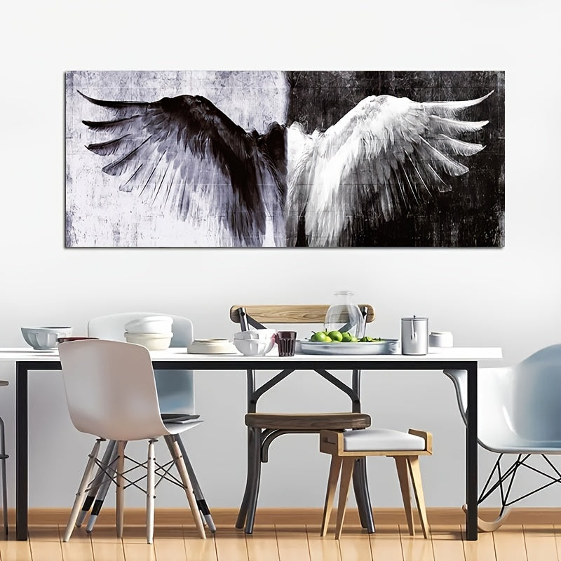 Black and White Angel Wings Canvas Wall Art Frameless Home Office Decor