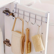 Stainless Steel Kitchen Bathroom Organizer with 5 Hooks for Towels and Utensils