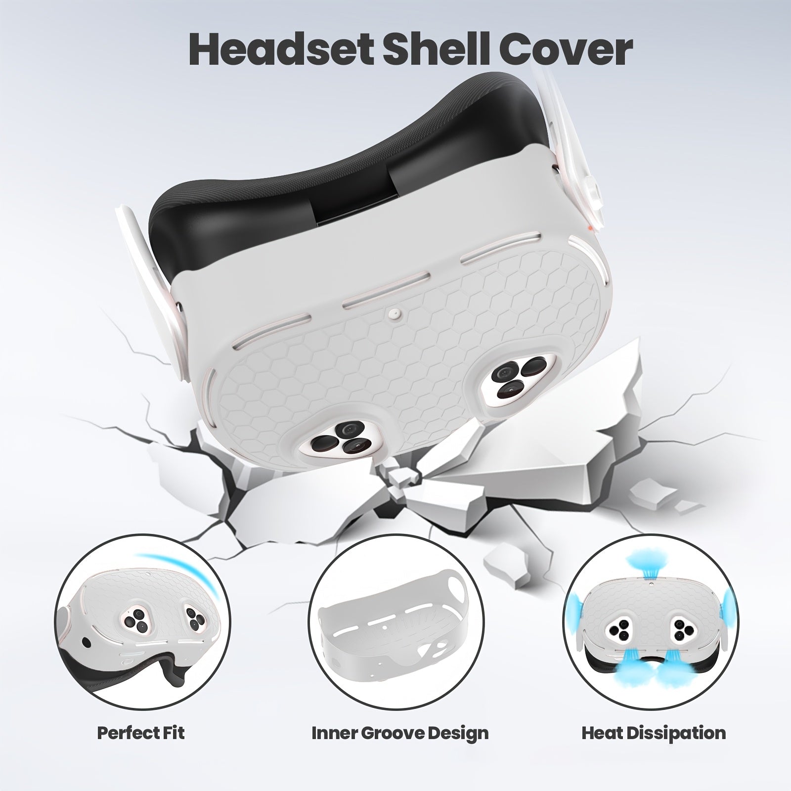 Silicone VR Headset and Controller Cover Set for Meta Quest 3S in Light Beige