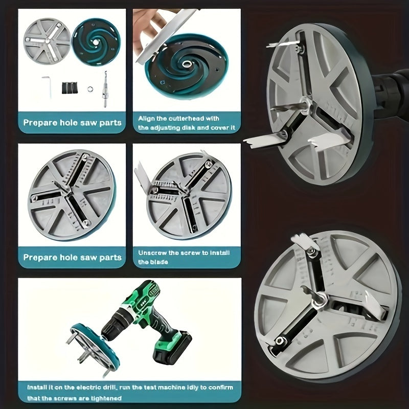 Sozlanadigan teshik pichoqlari to'plami 45-130mm yog'och, plastmassa, gipsokarton va metall uchun markaziy burg'ulash bilan