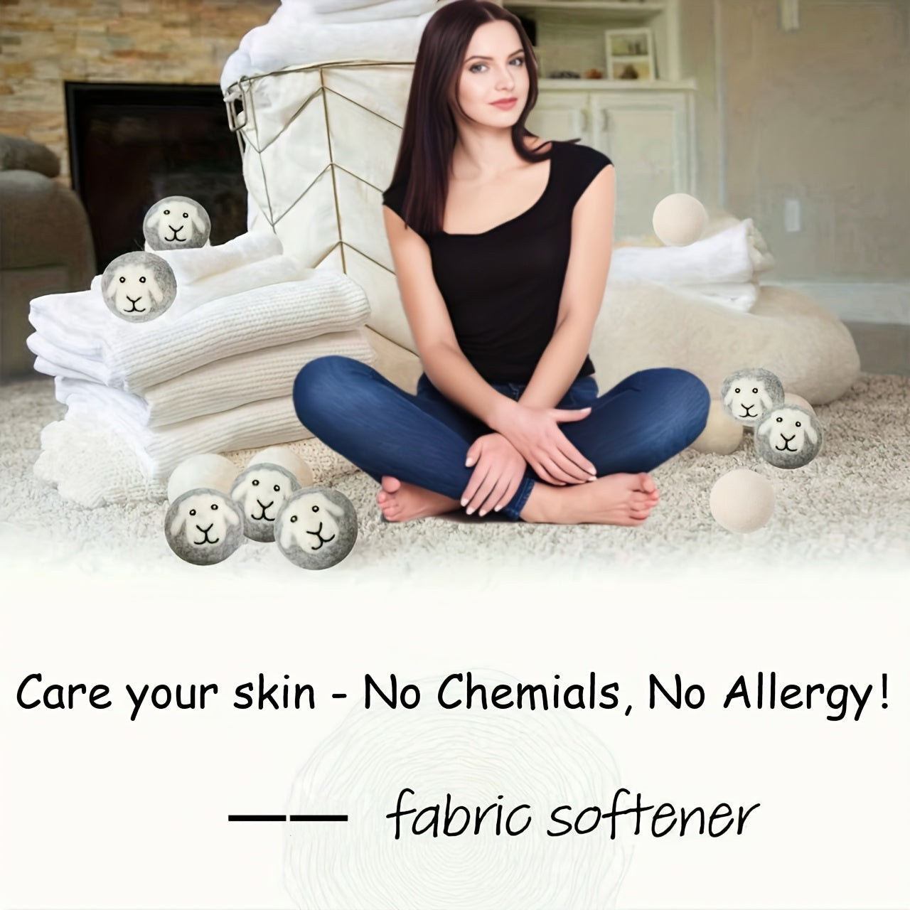 3Pcs Wool Dryer Balls Grey Sheep Reusable Fabric Softener Laundry Accessories