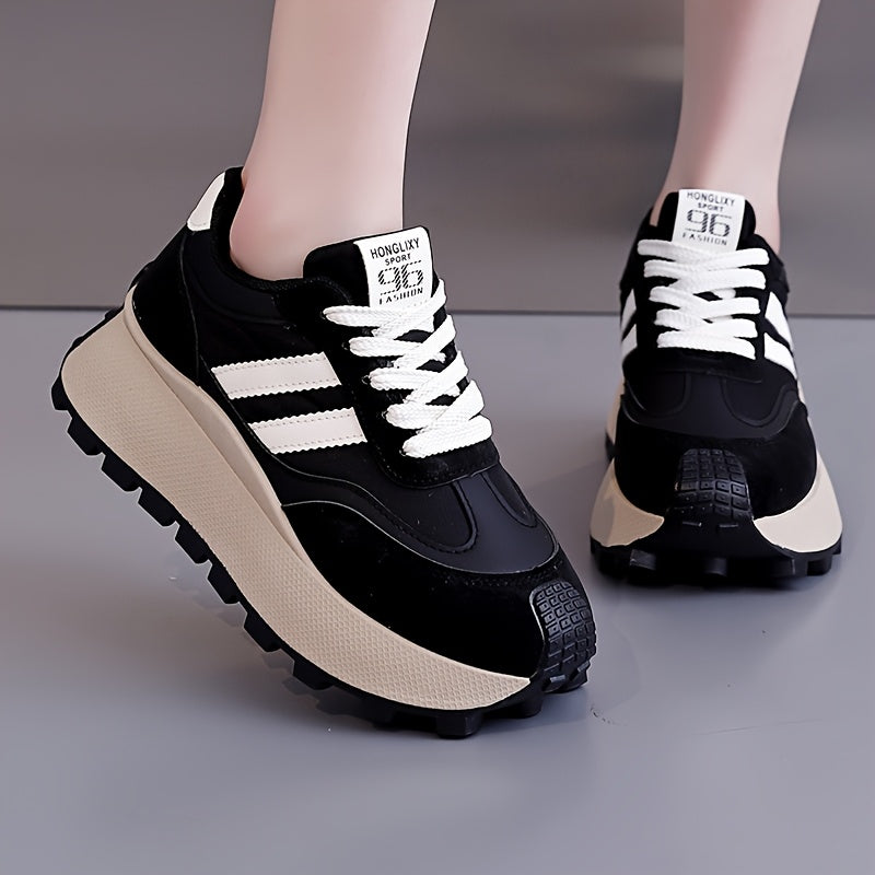 Women's Casual Thick-Sole Sneakers All-Season Comfortable Sport Shoes Beige