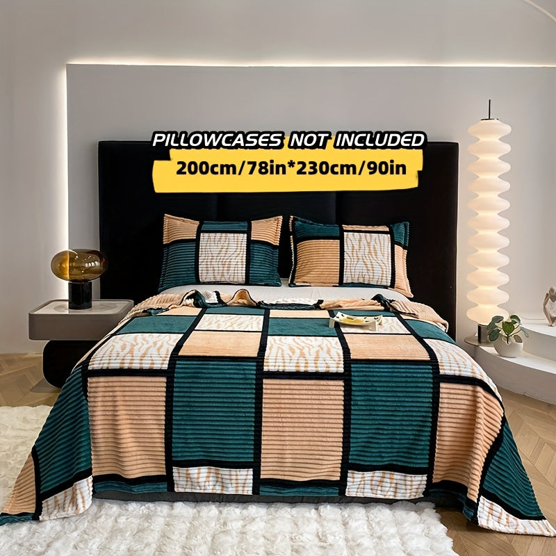 Yumshoq va qulay plush ko'rpa, plaid naqshiga ega, sayohat, divan, yotoq va uy bezatish uchun mukammal.