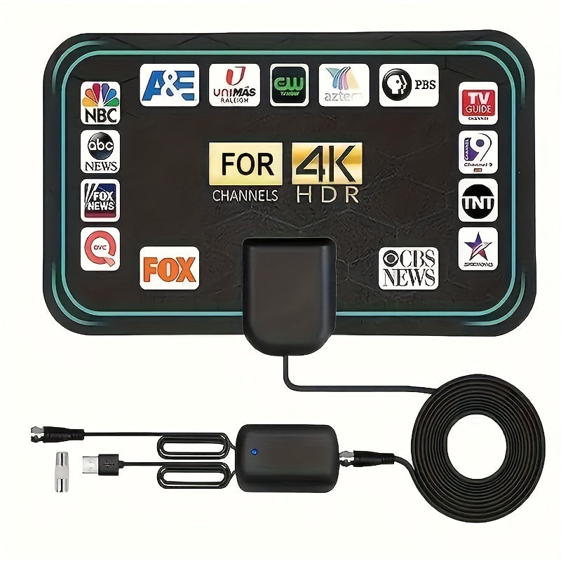 Indoor HDTV Antenna 2024 Ultra-Slim 480 Mile 4K 1080P Signal Booster