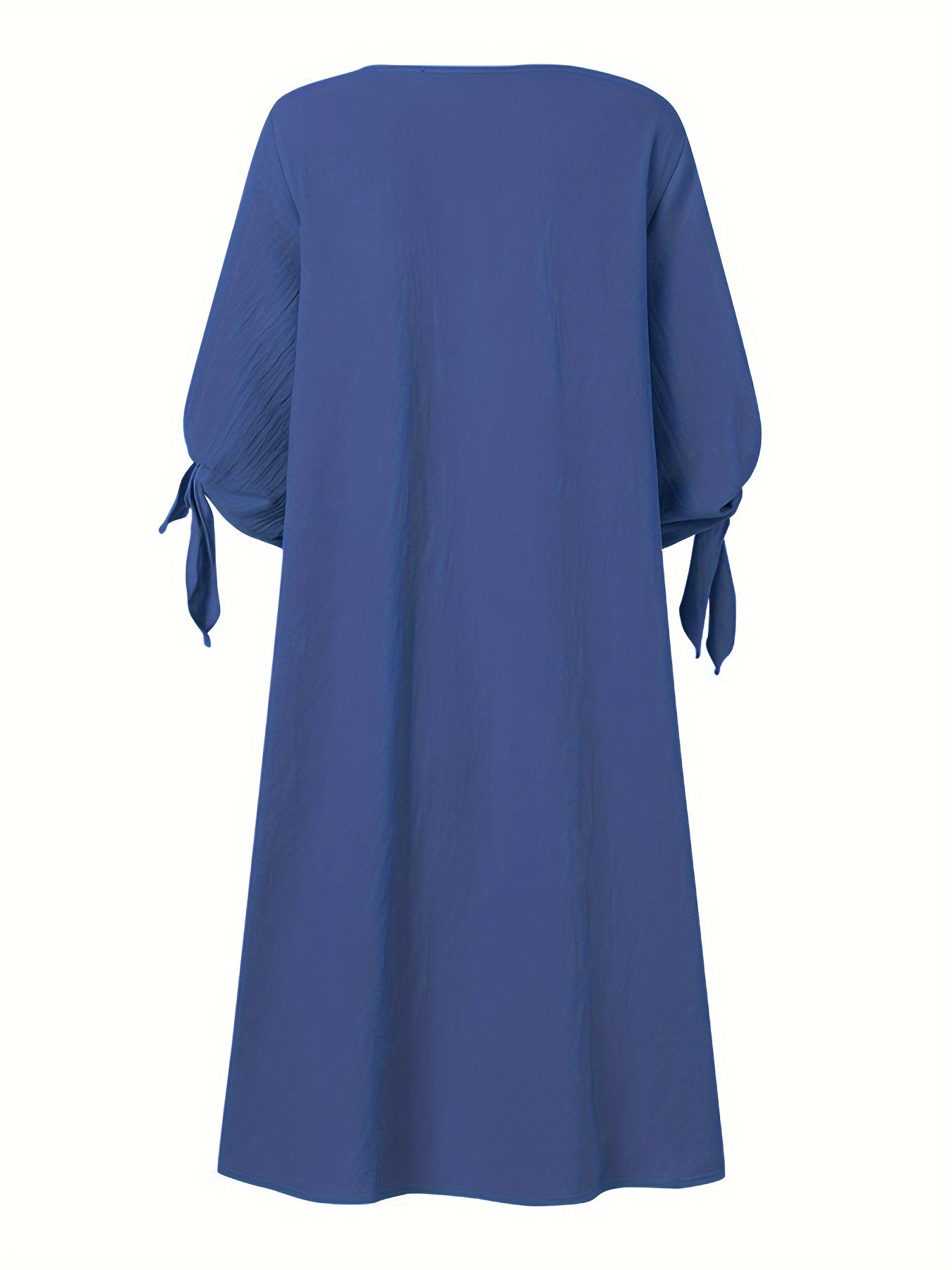 ZANZEA Ayollar uchun Yozgi Midi Ko'ylak, bir rangli, yumshoq bo'yin, qisqa yeng, A-shakl, tasodifiy keng kesim, cho'zilmaydigan to'qilgan mato, katta o'lcham