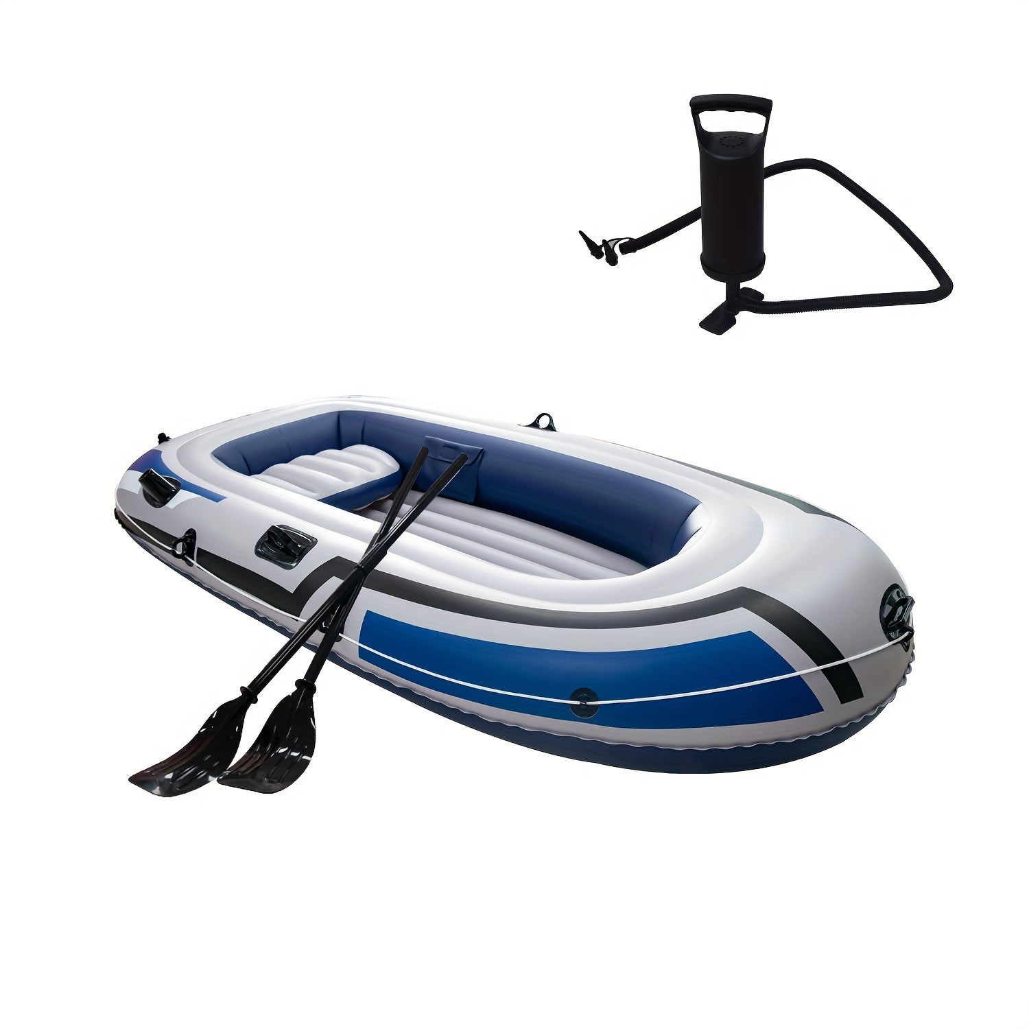 Inflatable Fishing Kayak with Rudder, PVC Construction, Deluxe Oars and Pump Blue