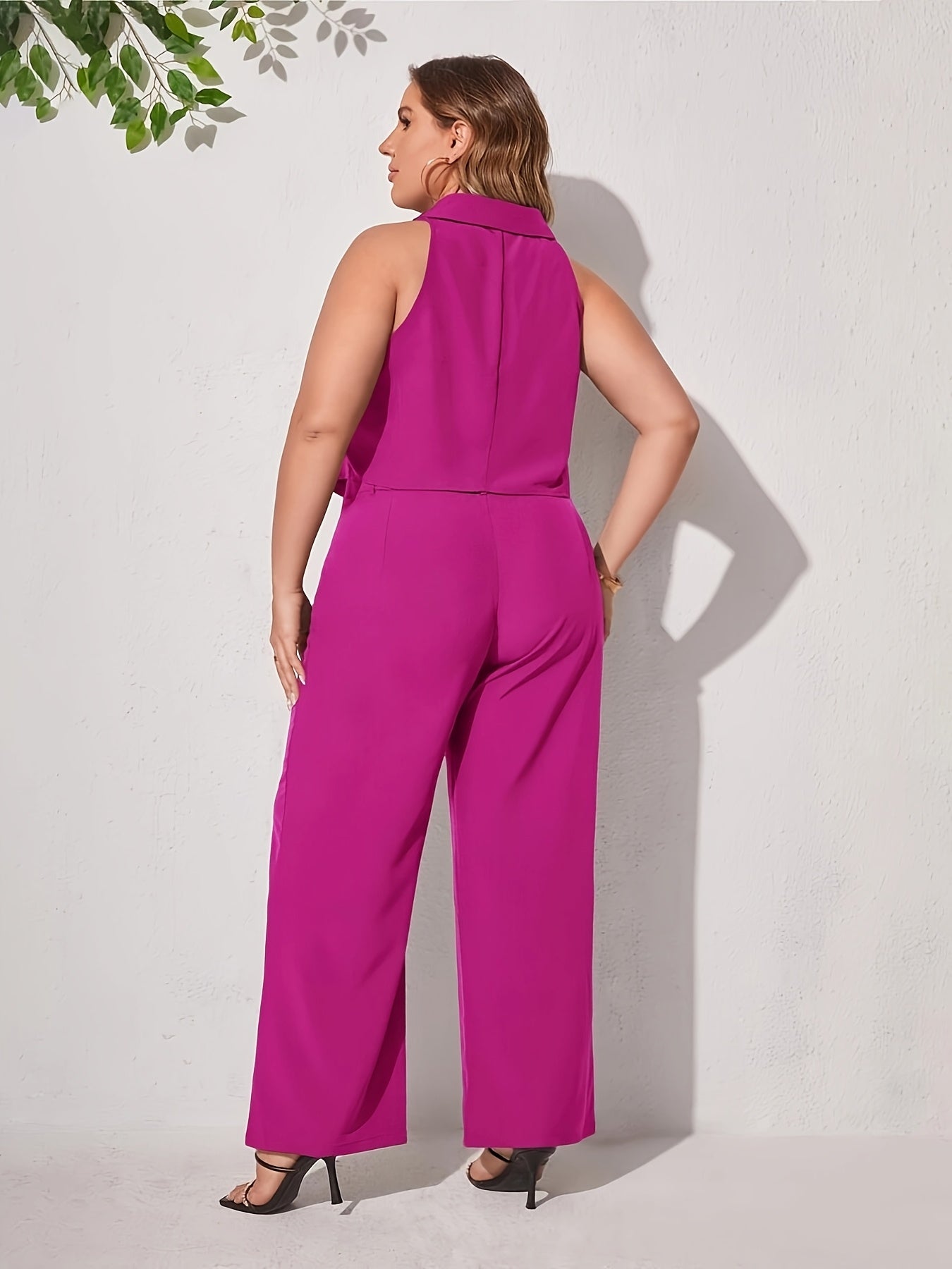 Women Vest Suit Jacket and Flare Pants Set Black or Gray Office Wear