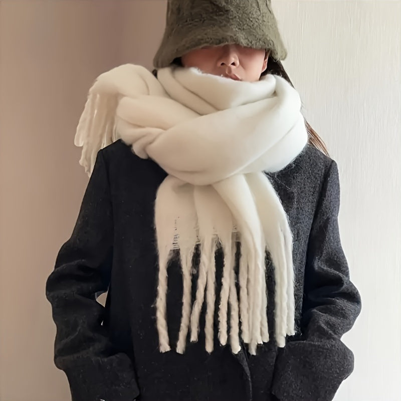 Women's Boho Style Polyester Scarf Coarse Knit Warm Windproof Multi-Functional Fashion Accessory