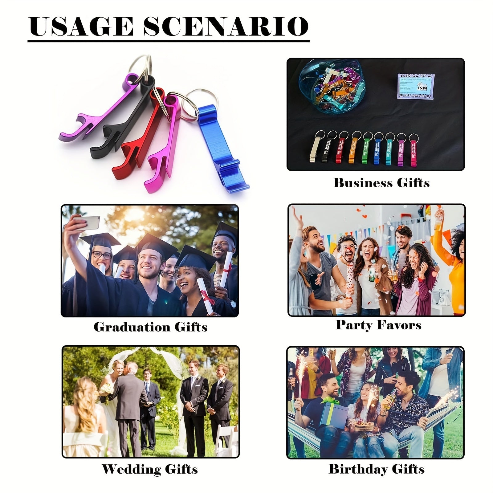 Personalized Keychain Bottle Opener with Colorful Custom Design and Free Engraving