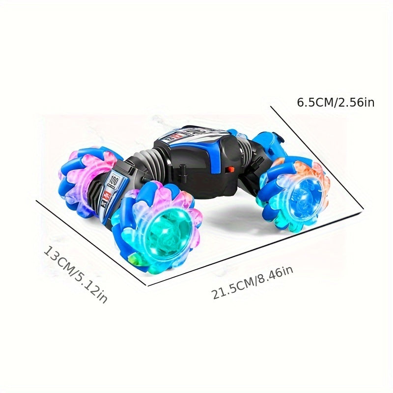 Coche RC con detección de gestos, emisión de spray, acrobacias de escalada, a prueba de agua, luces intermitentes, azul y negro