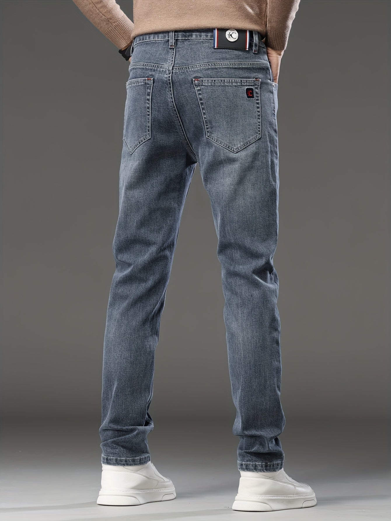 Мужские узкие джинсы с эластаном в синем сером дениме для осени и зимы, повседневные, полупраздничные