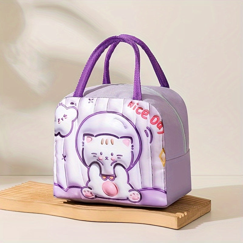 Cartoon Animal Print Lunch Bag Insulated Waterproof Polyester for Students Office