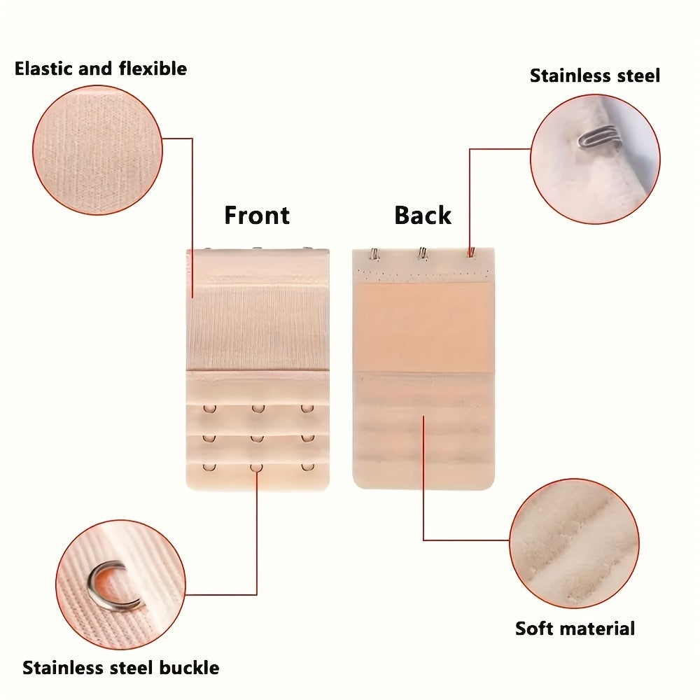 12 Pack Comfort Stretch Bra Extenders Adjustable Hooks Soft Polyester Knit Solid Color