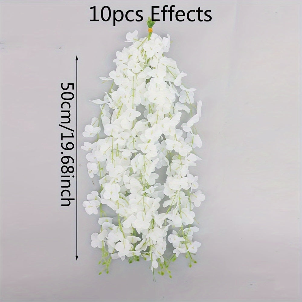 Sun'iy Wisteria garlandi 10 ta to'plam ichki tashqi bezak uchun plastmassa, to'ylar, takliflar