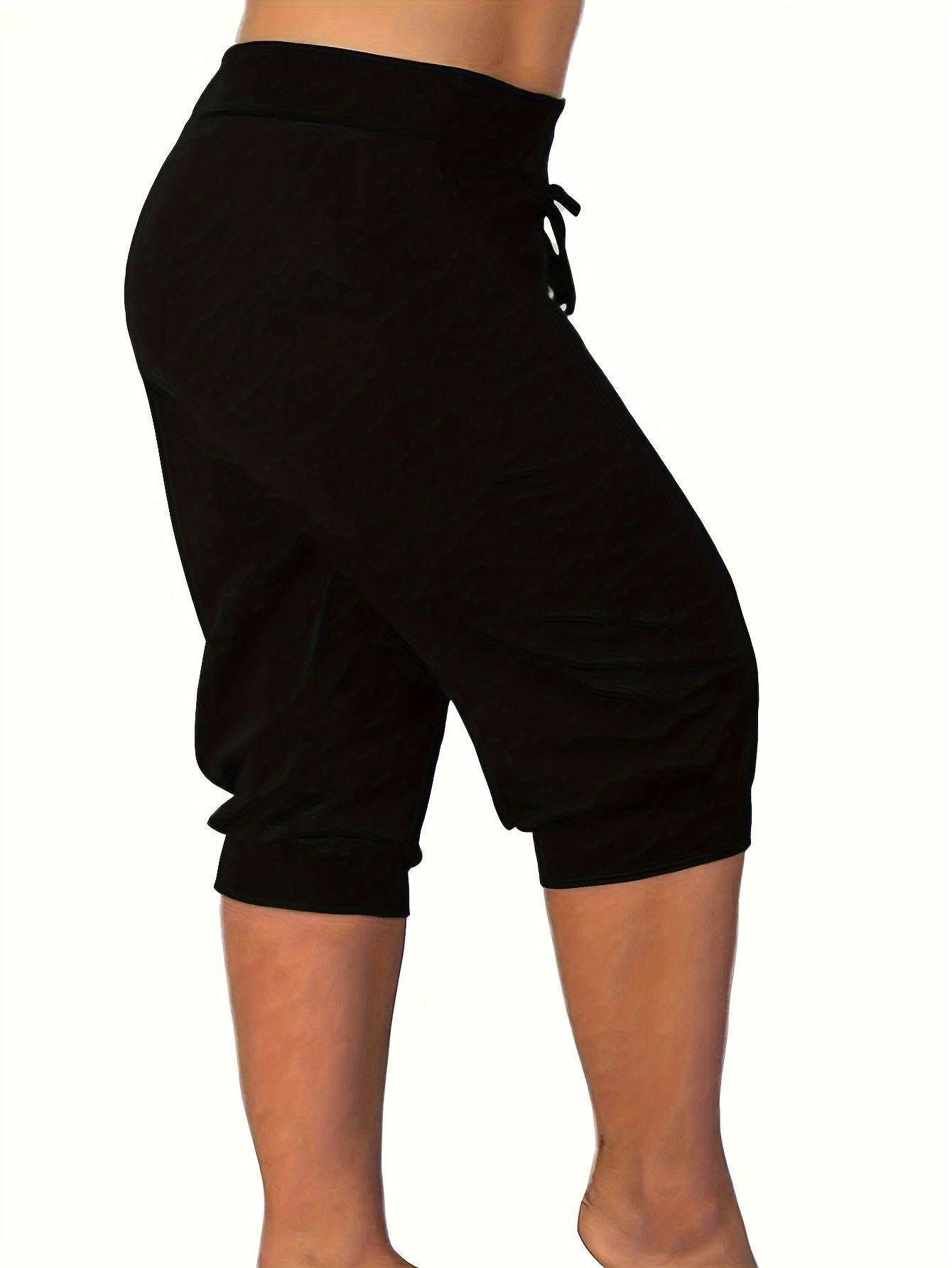 Pantalones joggers de talla grande para mujer negros con gráfico de gato azul y blanco, pantalones casuales tipo harem