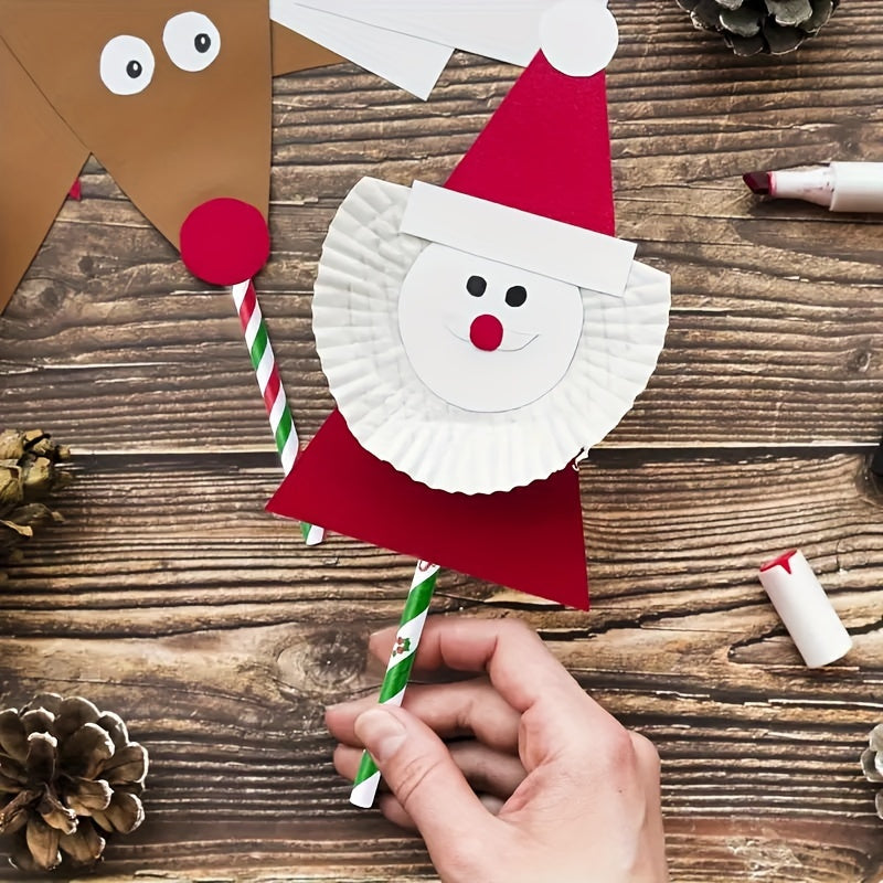 25 Pieces Christmas Paper Straws Snowflake Tree Patterns Biodegradable Holiday Party Supplies