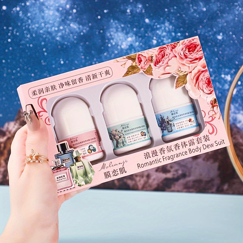 Uzun muddatli hidli deodorant to'plami bir nechta hidlar bilan. Har kuni foydalanish uchun yumshoq va tinchlantiruvchi, o'simlik squalanini o'z ichiga oladi.