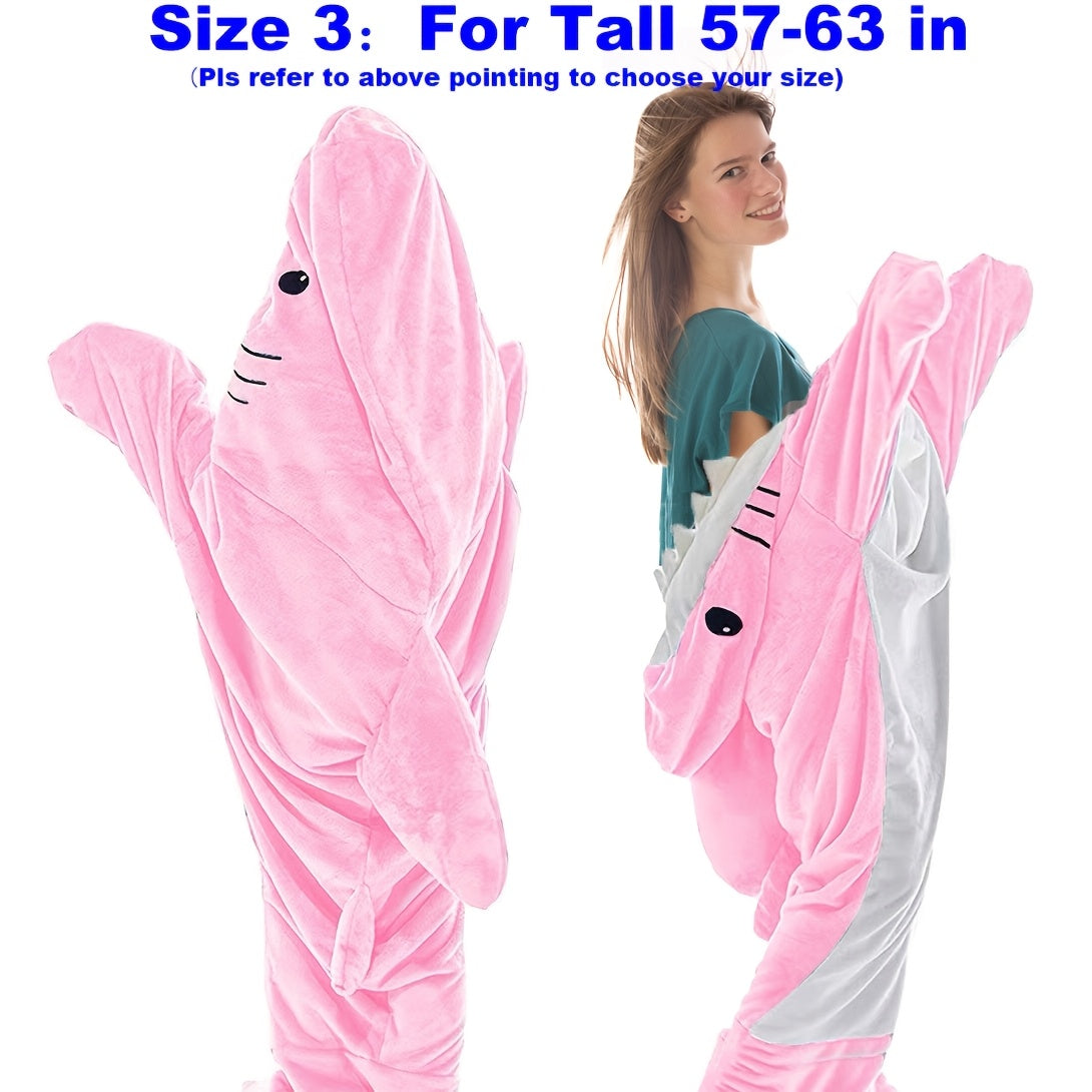 Kids Shark Hoodie Blanket Cozy Flannel Sleep Sack Blue