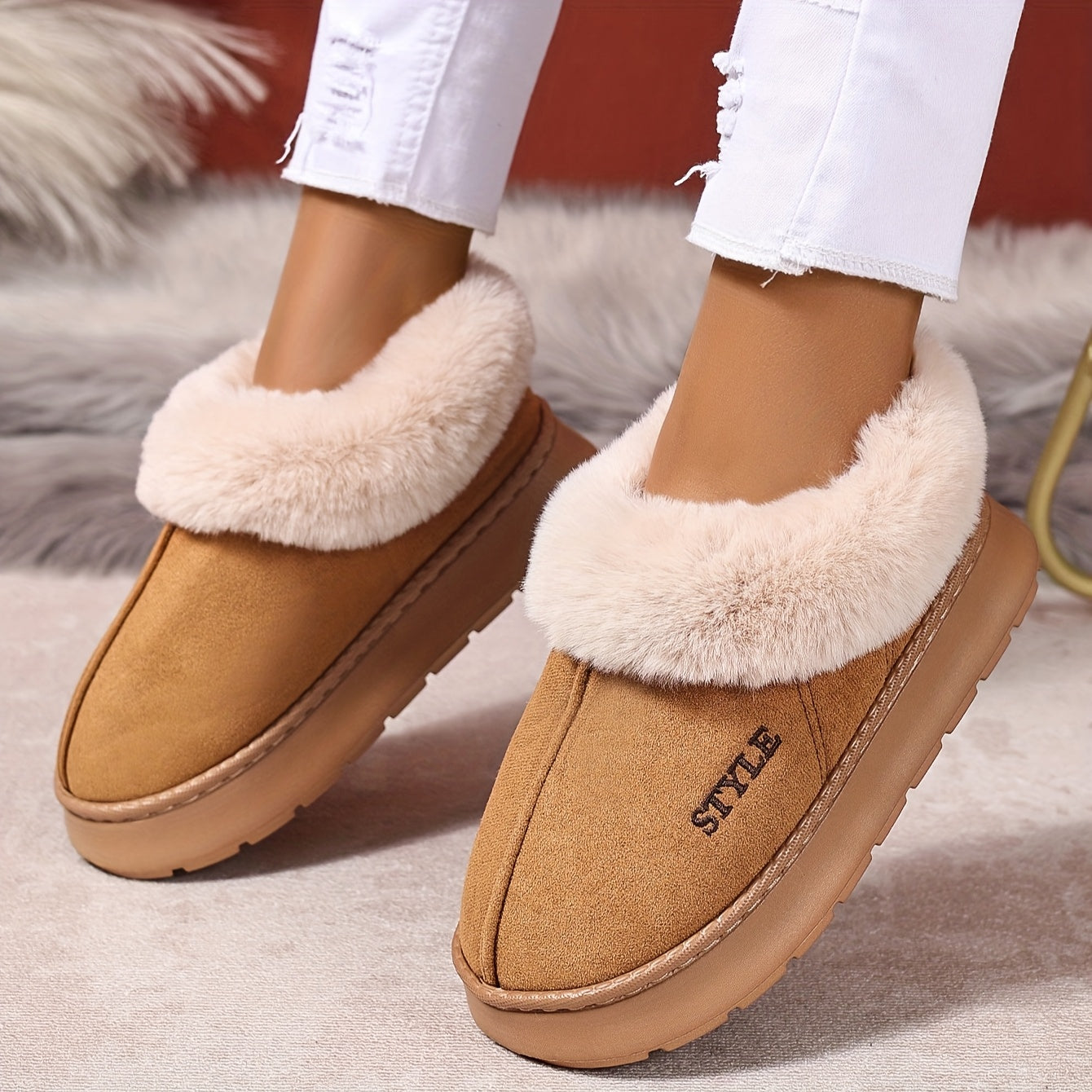 Women's Autumn Winter Thick-Soled Warm Anti-Slip Shoes for Home Office Travel