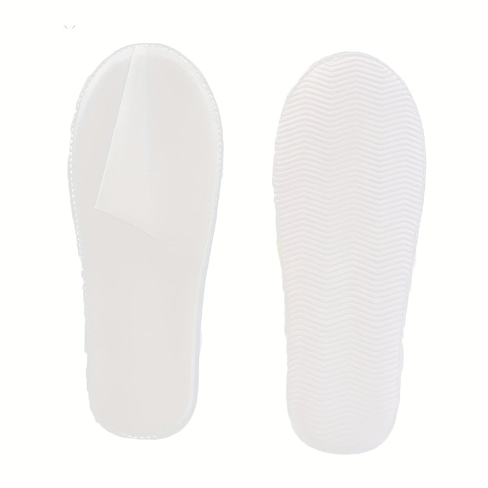 10 Pcs Unisex Disposable Slippers Soft Non-Woven Fabric White Black Sole