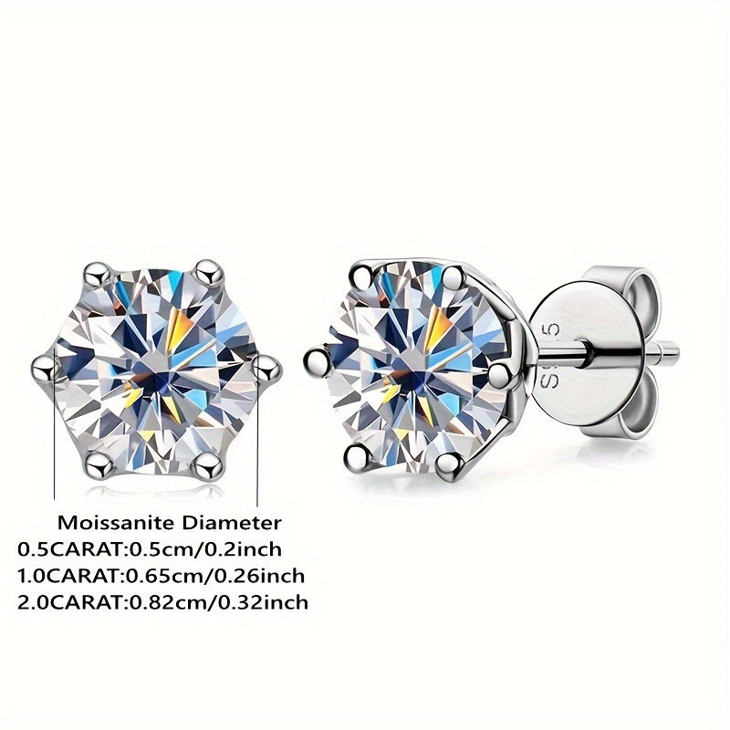 Niche dizaynli nafis quloq teshish zargarlik bezaklari - 925 sterling kumush Moissanite stud bilaguzuklari 0.5/1/2ct o'lchamlarida mavjud