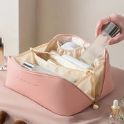 Large Waterproof Travel Makeup Bag with Divider and Handle for Women
