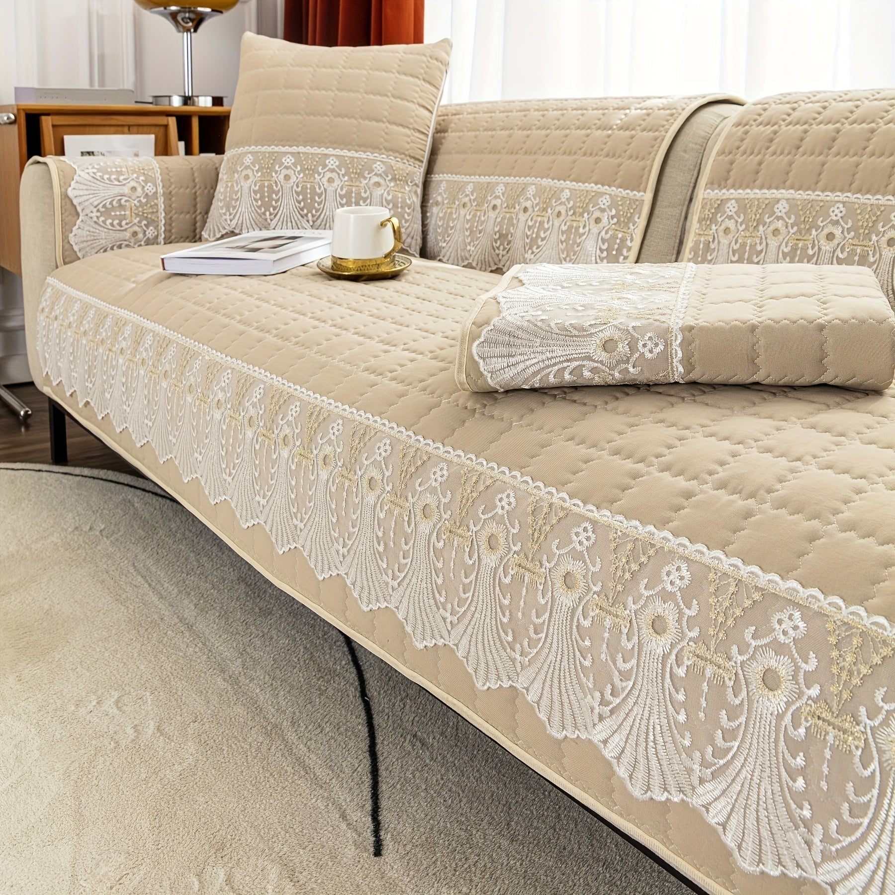 Чехол для дивана с вафельной стежкой, 1 шт., без спинки и подлокотников.