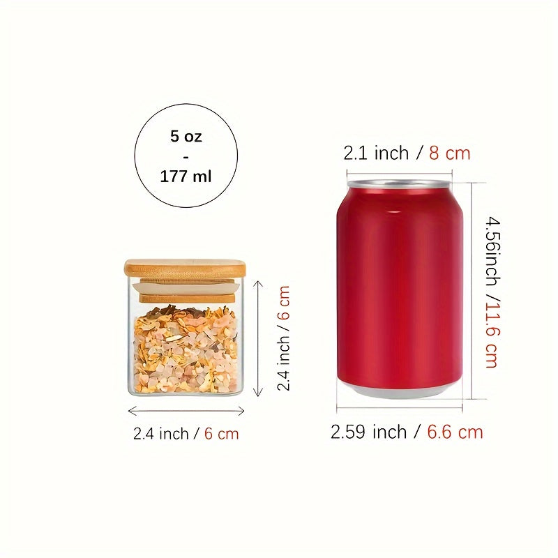 12 Glass Spice Jars Set with Bamboo Lids and Labels, Square Containers for Seasonings