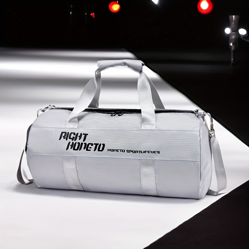 Large Nylon Gym Duffel Bag with Wet Dry Separation in Black 48x27x27cm