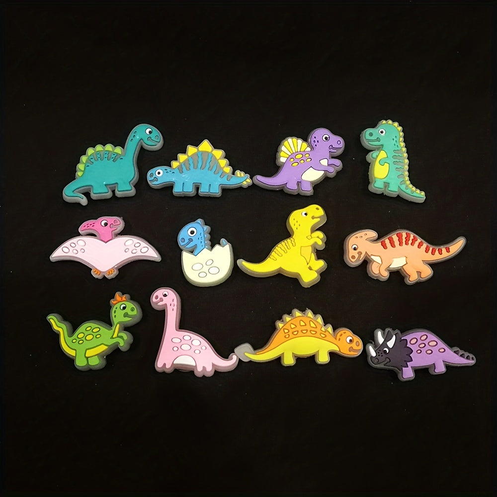 12 шт. украшений для обуви динозавров для мальчиков PVC светящиеся украшения для сабо и сандалий