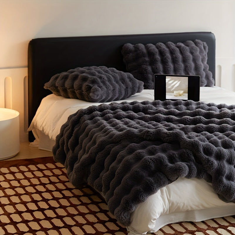 Manta de felpa de color sólido para sofá cama, sofá, camping, cobertura para siesta de cuatro estaciones