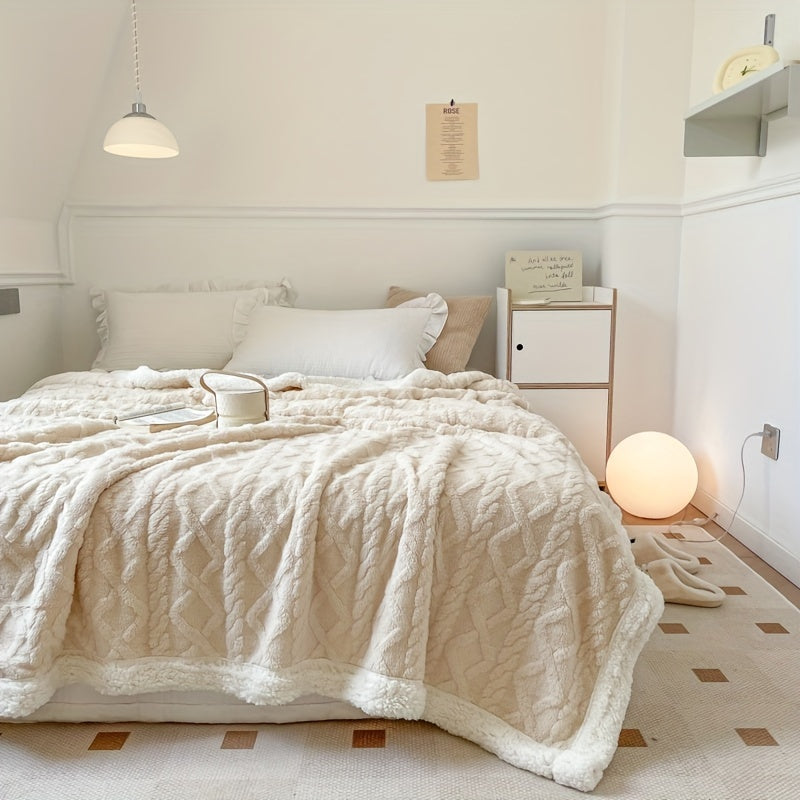 Double-Sided Velvet Blanket for Warmth and Comfort Sofa Bed Camping Travel