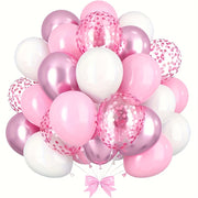 30-Pack Pink White Confetti Latex Balloons for Weddings Birthdays and Celebrations