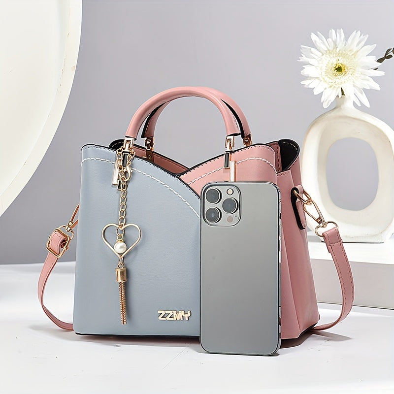 Ish yoki tasodifiy foydalanish uchun rangli blok dizayni bilan zamonaviy ayollar uchun katta sig'imli PU to'plam sumkasi.