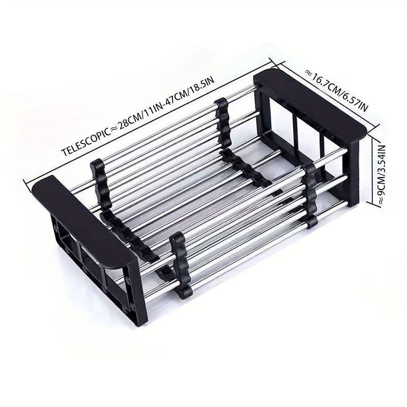 Adjustable Stainless Steel Kitchen Sink Rack with Retractable Dish Drainer Large Small