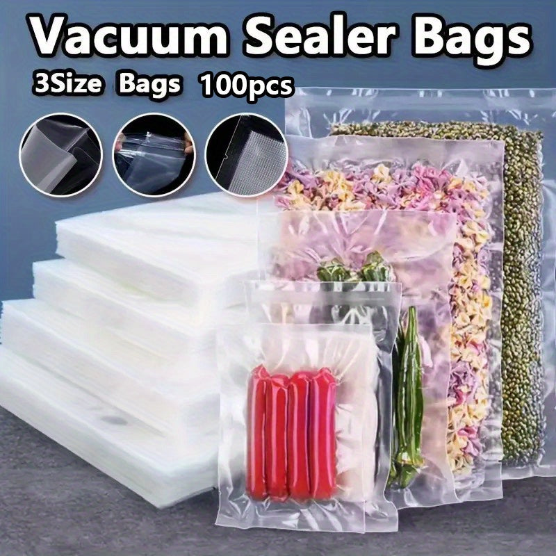 Vacuum Sealer Bags Food Preservation Storage Durable Plastic 100 Pack
