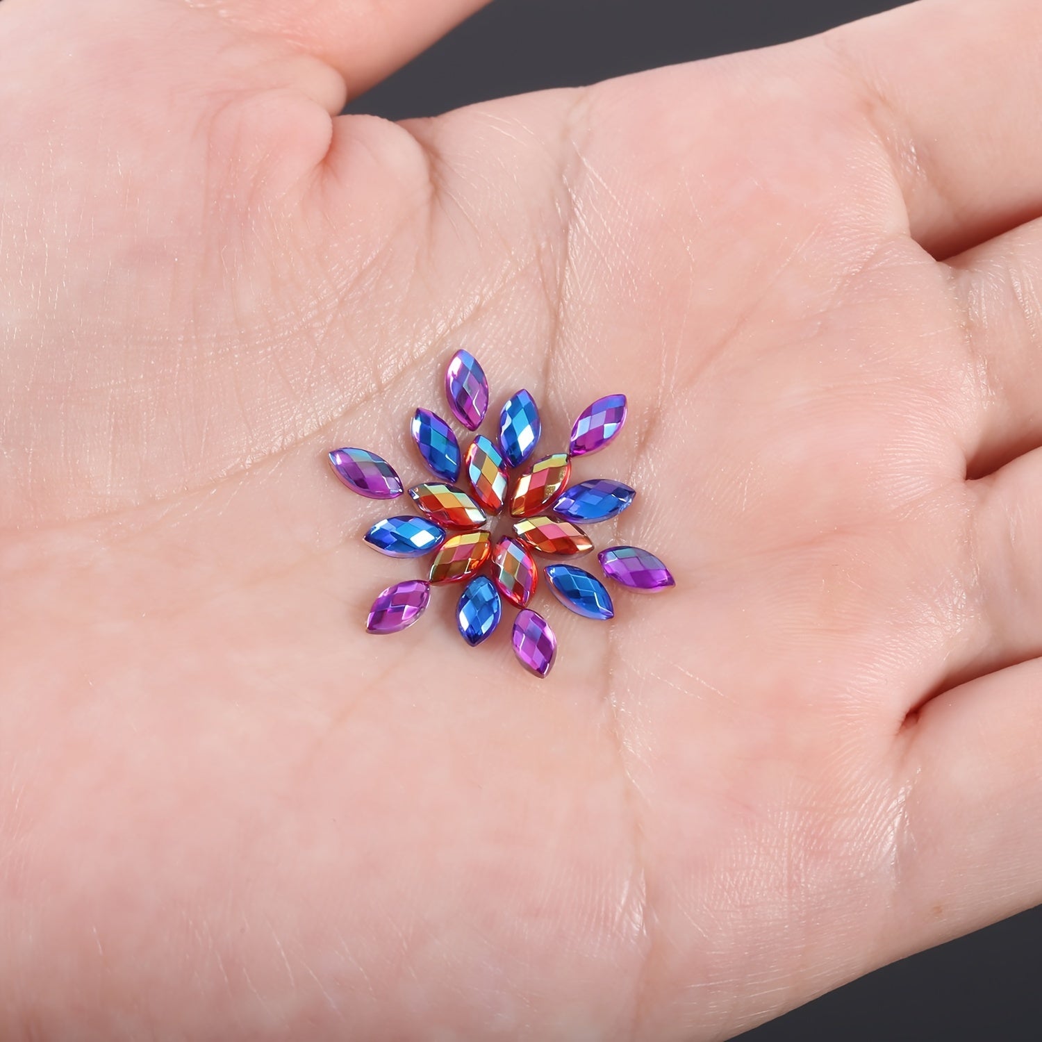 Многоцветный блестящий набор страз для ногтей из 360/600 штук, форма глаз лошади, плоское основание, акриловые камни для дизайна ногтей, украшений