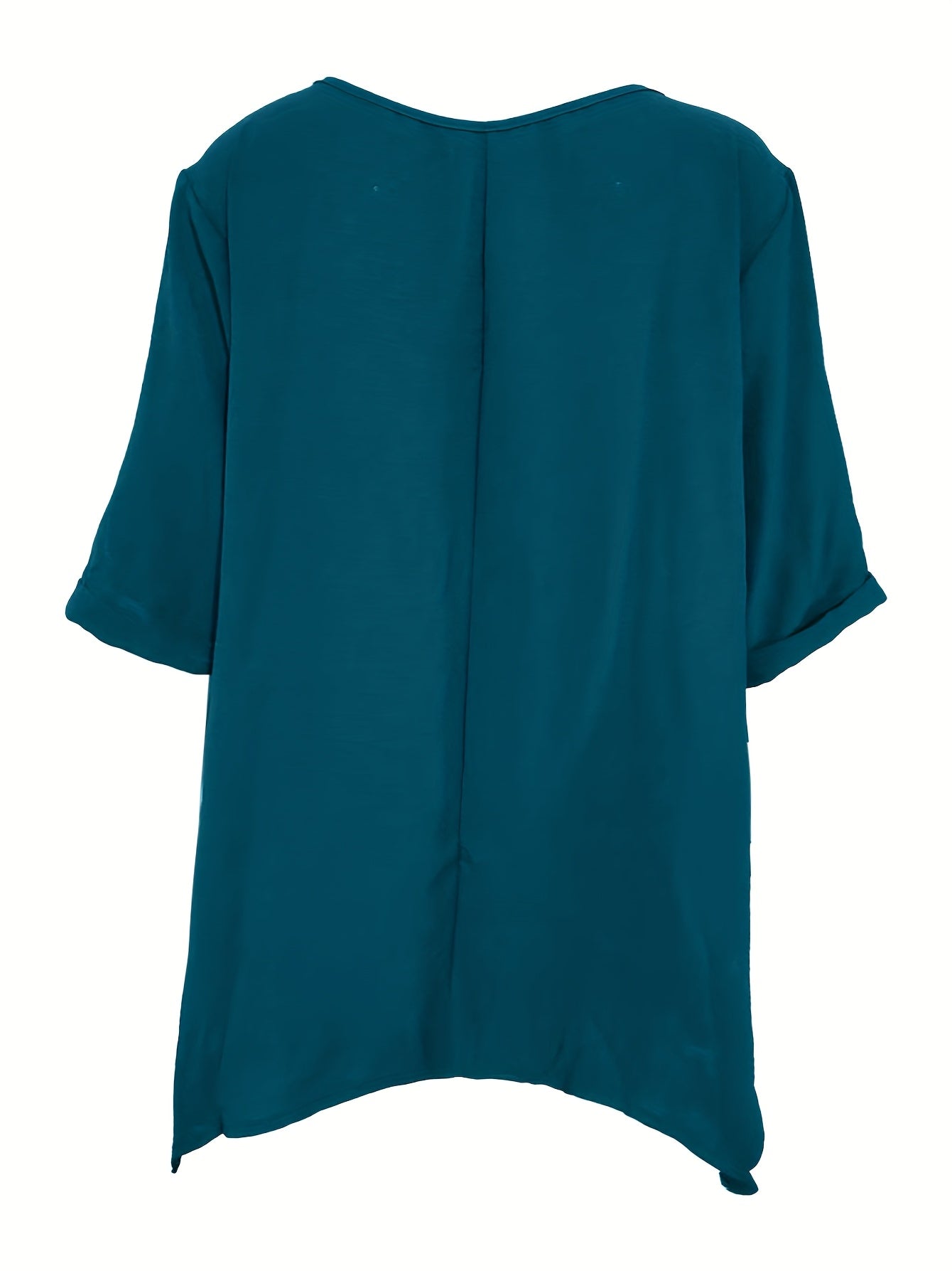 Women's Plus Size Pleated Texture Top with Pockets and Asymmetrical Hem in Polyester for Vacation